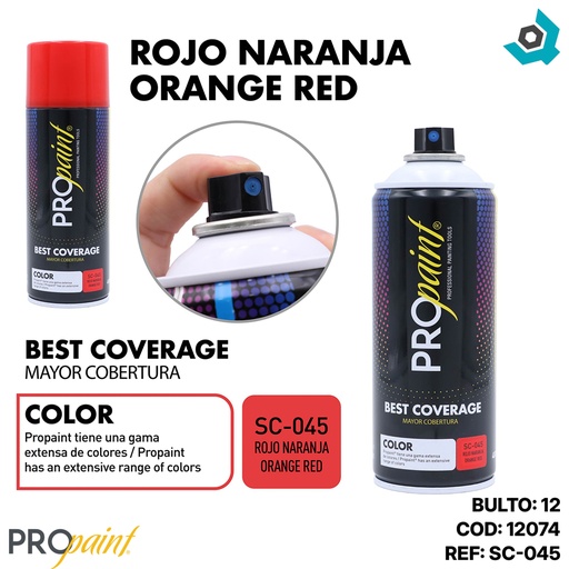 [12074] PINTURA EN SPRAY ROJO NARANJA PRO PAINT