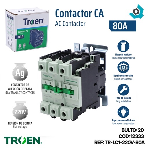 [12333] CONTACTOR CA 80A 220V TROEN