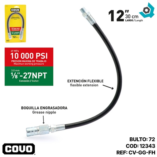 [12343] EXTENSION FLEXIBLE PARA ENGRASADORA DE 1/8" COVO