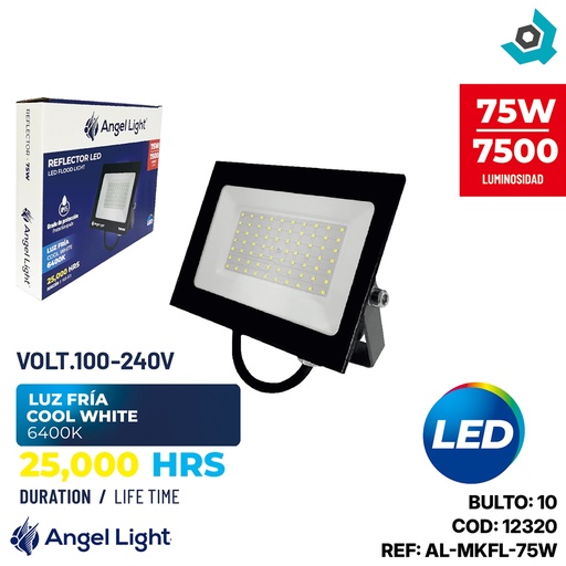[12320] REFLECTOR LED 75W LUZ FRIA 6400K ANGEL LIGHT