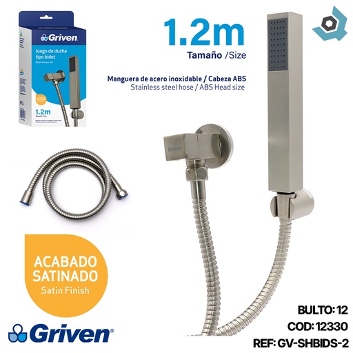 [12330] REGADERA PARA DUCHA TIPO BIDET SATINADO GRIVEN