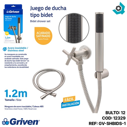[12329] REGADERA PARA DUCHA TIPO BIDET SATINADO GRIVEN