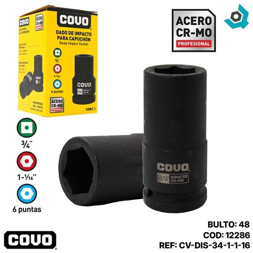 [12286] DADO DE IMPACTO 1-1/16" X 3/4" COVO