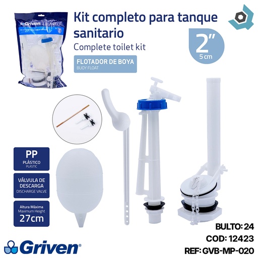 [12423] HERRAJE PARA W.C 2" GRIVEN BASIC