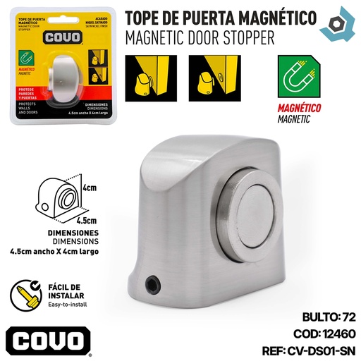 [12460] TOPE MAGNETICO PARA PUERTAS NIQUEL SATINADO COVO