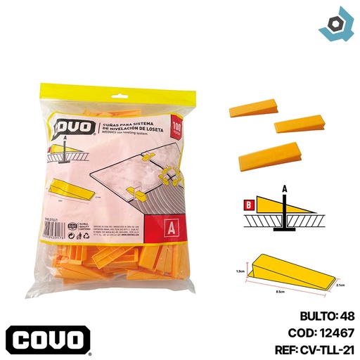 [12467] CUNAS PARA NIVELACION DE CERAMICAS 100 PZAS COVO