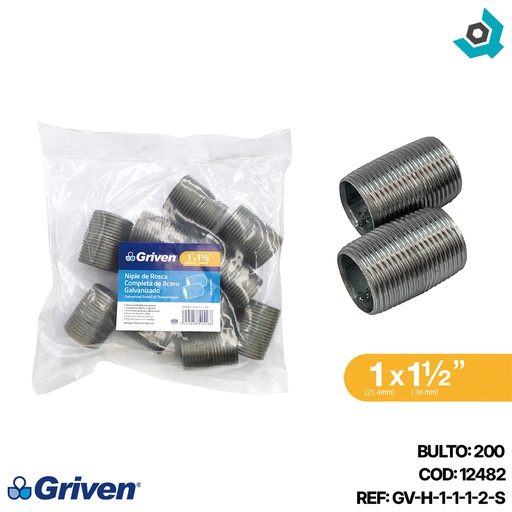 [12482] NIPLE ROSCA COMPLETA 1" X 1-1/2" GRIVEN