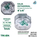 CAJETIN OCTAGONAL 4X4 ACERO GALVANIZADO TROEN