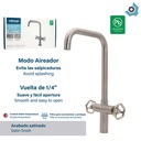 GRIFERIA PARA FREGADERO CUELLO ALTO SATINADO GRIVEN ACERO INOXIDABLE