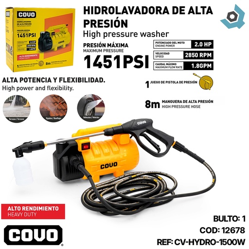 [12678] HIDROJET ALTA PRESION 110V 1500W COVO