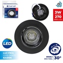 LAMPARA LED OJO DE BUEY 3W REDONDA 6400K NEGRO ANGEL LIGHT