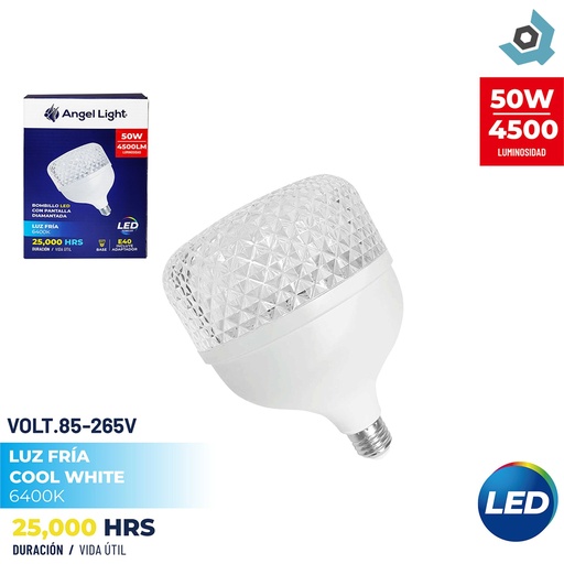 [12952] BOMBILLO LED DIAMANTADO 50W 6400K ANGEL LIGHT