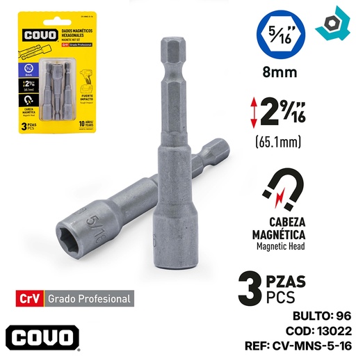 [13022] DADOS MAGNETICOS HEXAGONALES 3 PZAS COVO