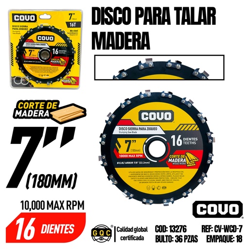 [13276] DISCO SIERRA PARA TALLAR MADERA 7" COVO