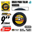 DISCO SIERRA PARA TALLAR MADERA 9" COVO