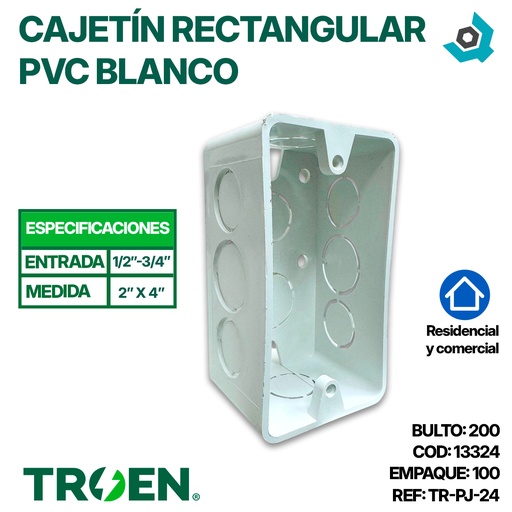 [13324] CAJETIN RECTANGULAR 2"X4" PVC TROEN