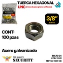TUERCA HEXAGONAL 3/8" 100 PZAS SECURITY
