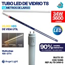 TUBO LED 34W DE VIDRIO T8 1.2M LUZ FRIA ANGEL LIGHT