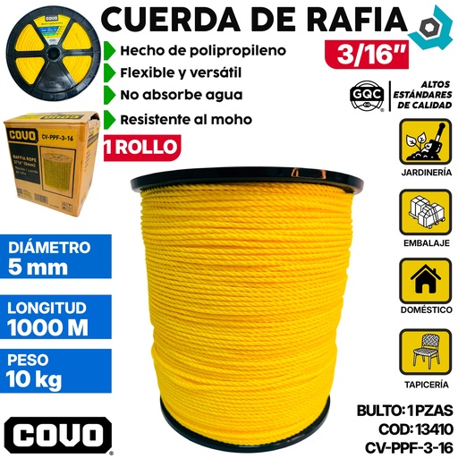 [13410] RAFIA 3/16" 1000 METROS COVO (MECATE)
