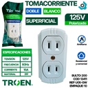 TOMACORRIENTE DOBLE 125V 15A POLARIZADO TROEN