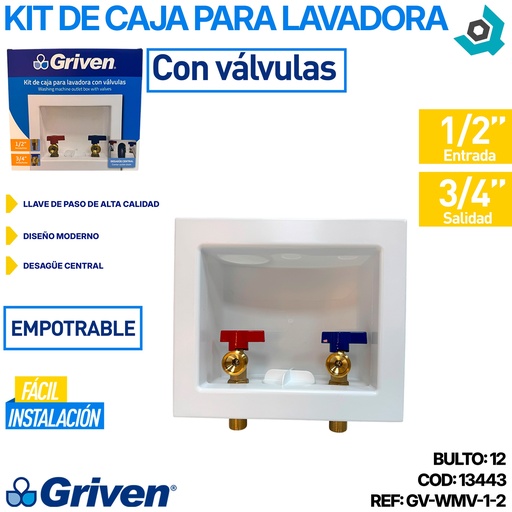 [13443] KIT DE CAJA PARA LAVADORA CON VALVULAS GRIVEN