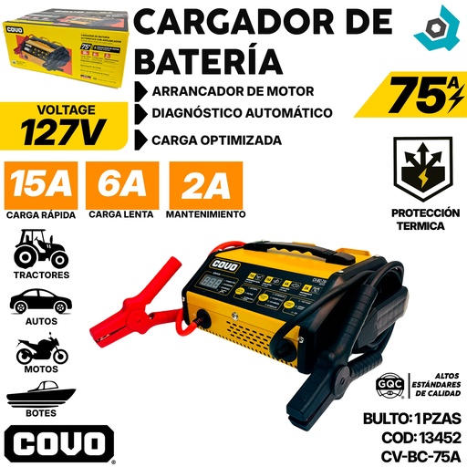 [13452] CARGADOR DE BATERIA AUTOMATICO 127V CON ARRANCADOR COVO