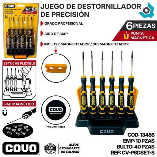 [13486] JUEGO DE DESTORNILLADOR 6 PZAS DE PRECISION COVO