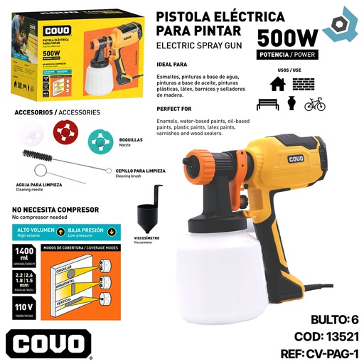 [13521] PISTOLA ELECTRICA PARA PINTAR 500W COVO