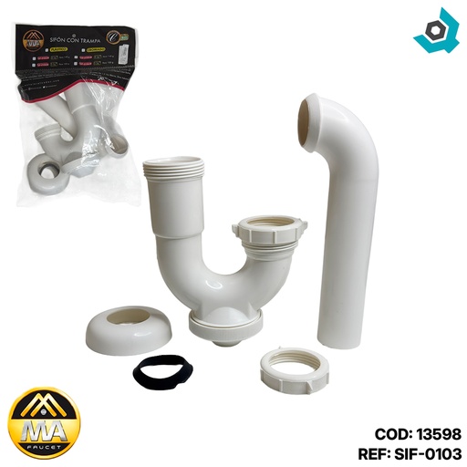 [13598] SIFON PVC 1 1/2" CON TRAMPA METALES ALEADOS