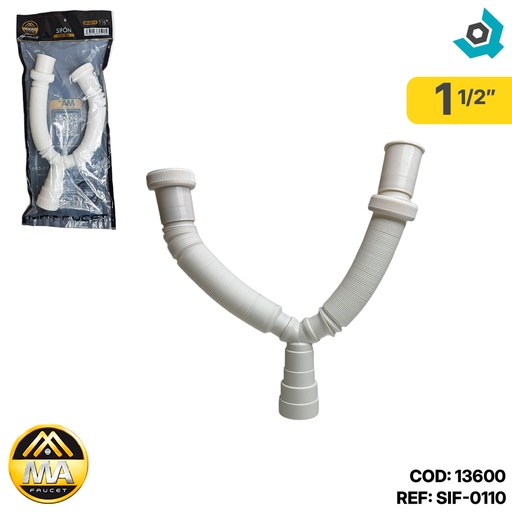 [13600] SIFON FLEXIBLE DOBLE 1 1/2" METALES ALEADOS
