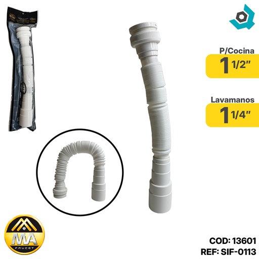 [13601] SIFON FLEXIBLE UNIVERSAL 1 1/2" - 1 1/4" METALES ALEADOS