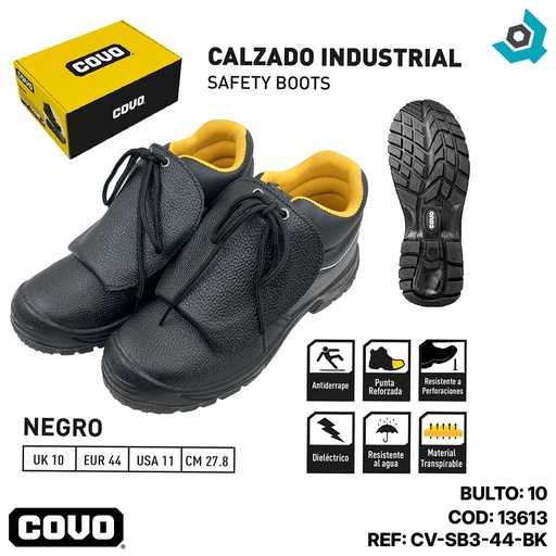 [13613] BOTAS DE SEGURIDAD NEGRAS TALLA 44 COVO
