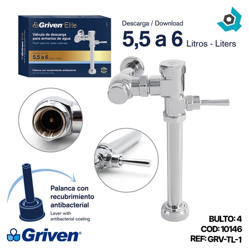 [10146] VALVULA DE DESCARGA PARA W.C FLUXOMETRO GRIVEN ELITE