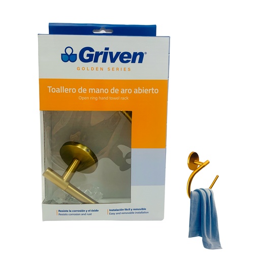 [10389] TOALLERO DE MANO DE ARO ABIERTO DORADO GRIVEN GOLDEN