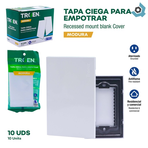 [10451] TAPA CIEGA PARA APAGADOR BLANCO TROEN