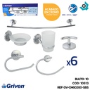 JUEGO DE ACCESORIOS DE BANO 6 PIEZAS CROMADO GRIVEN