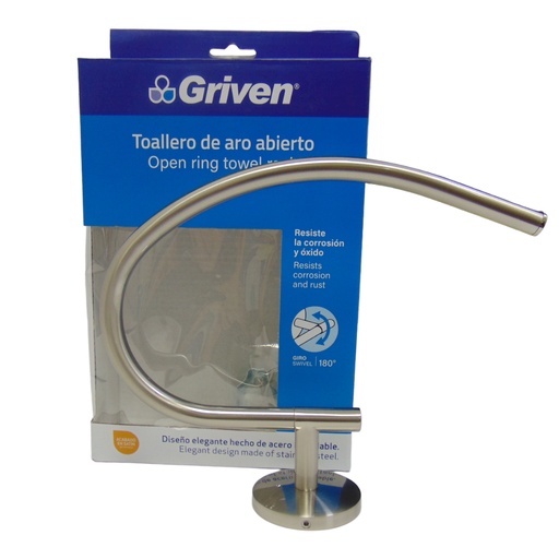 [10520] TOALLERO DE MANO DE ARO ABIERTO SATINADO GRIVEN