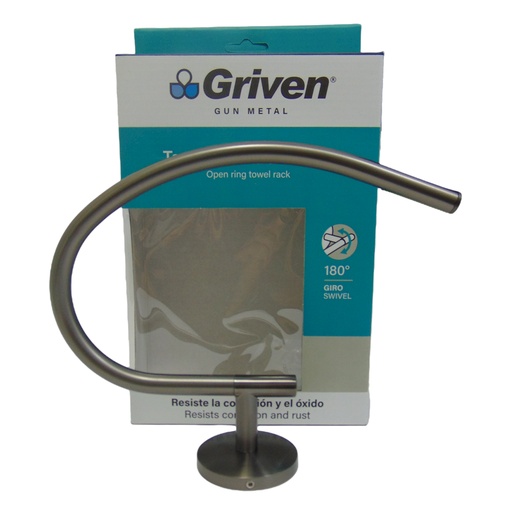 [10527] TOALLERO DE MANO DE ARO ABIERTO GRIVEN GUN METAL