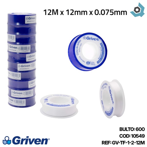 [10549] TEFLON 1/2" X 12M GRIVEN