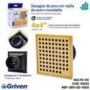 DESAGUE DE PISO CON REJILLA 4X4" GRIVEN GOLDEN