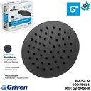 REGADERA PARA DUCHA TIPO LLUVIA REDONDA 6" GRIVEN BLACK