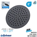 REGADERA PARA DUCHA TIPO LLUVIA REDONDA 8" GRIVEN BLACK