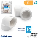 CODO 90GR DE PVC 1" CON ROSCA BLANCO GRIVEN