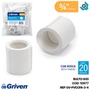 UNION COPLE DE PVC 3/4" CON ROSCA BLANCO GRIVEN