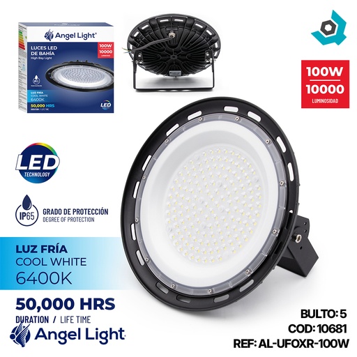 [10681] LAMPARA LED DE BAHIA 100W MULTIVOLTAJE 6400K ANGEL LIGHT
