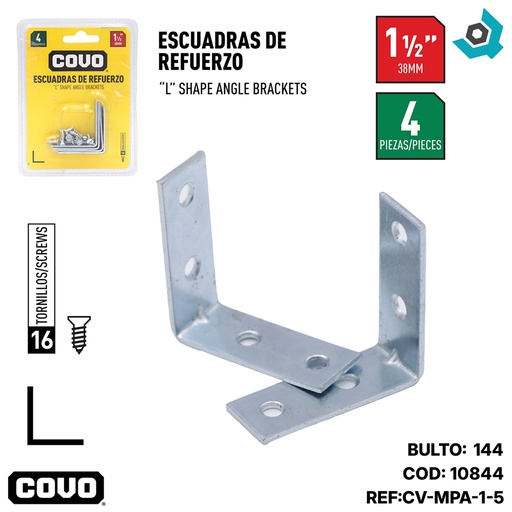 [10844] ANGULO 1 1/2" ACERO 4 PZAS COVO
