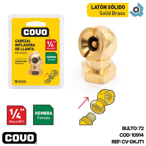 [10914] VALVULA DE LLENADO PARA NEUMATICOS 1/4" HEMBRA COVO