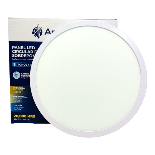 [10955] LAMPARA LED SUPERFICIAL REDONDA 12W 3 TONOS ANGEL LIGHT