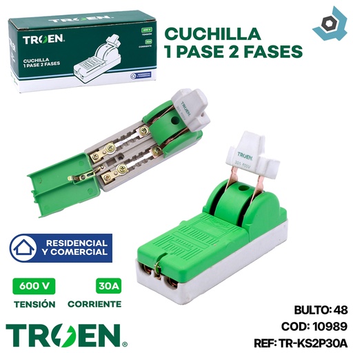 [10989] CUCHILLA ELECTRICA 1 PASE 2 POLOS X 30A TROEN