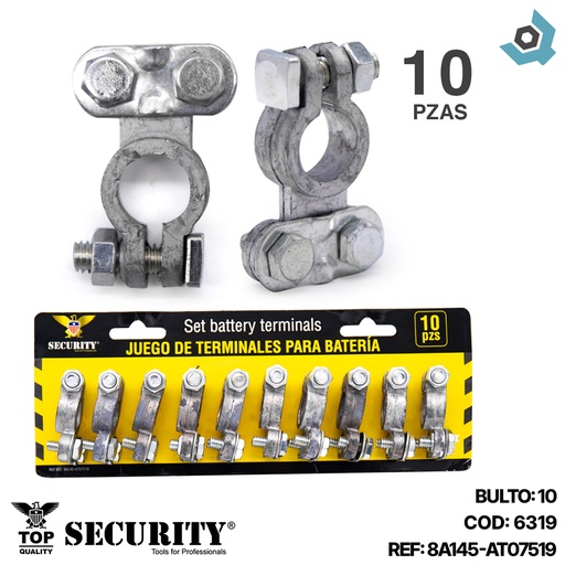 [6319] SET DE BORNES PARA BATERIAS 10 PIEZAS SECURITY